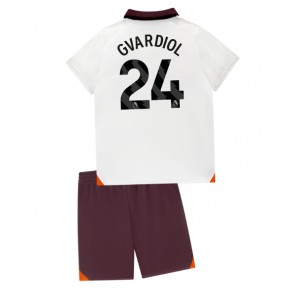 Manchester City Josko Gvardiol #24 Borta Kläder Barn 2023-24 Kortärmad (+ Korta byxor)